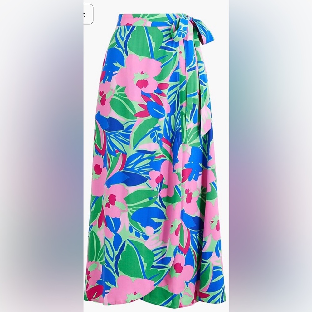 J Crew 3x floral faux wrap skirt